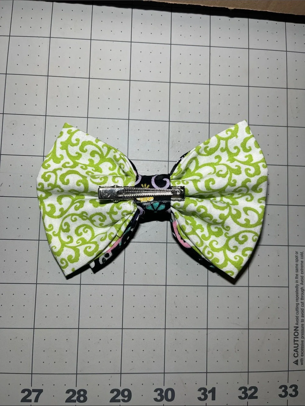 Halloween Skull & Spider Kids Bow Hair Clip - Black and Lime
